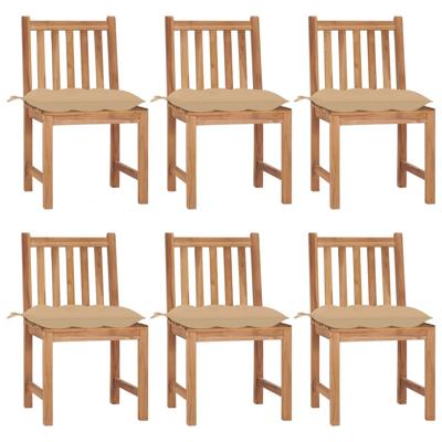 Tuinstoelen 6 st met kussens massief teakhout - thumbnail