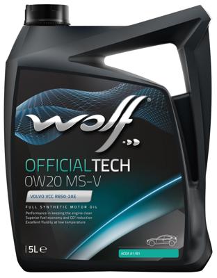 Wolf motorolie "officialtech ms-v". motoroil 0w20 5l off.tech ms-v