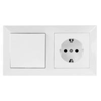 Wisselschakelaar Inbouw Stopcontact 1-voudig met Randaarde Wit - thumbnail