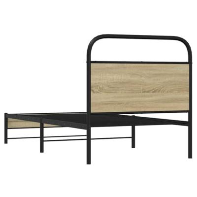 Bedframe zonder matras bewerkt hout sonoma eikenkleur 75x190 cm Bedframe zonder matras bewerkt hout sonoma eikenkleur 75x190 cm