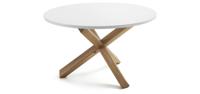 Kave Home Ronde Eettafel 'Lotus' 120cm, kleur Wit/Eiken - thumbnail