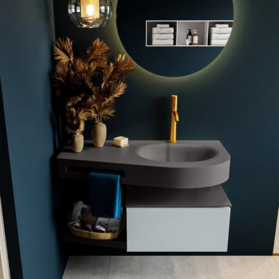 MONDIAZ RIVA 100cm badmeubel onderkast / planchet kleur Clay met 1 lade. Wastafel DULCET rechts 1 kraangat kleur Dark_Grey. MONDIAZ RIVA 100cm badmeubel onderkast / planchet kleur Clay met 1 lade. Wastafel DULCET rechts 1 kraangat kleur Dark_Grey.