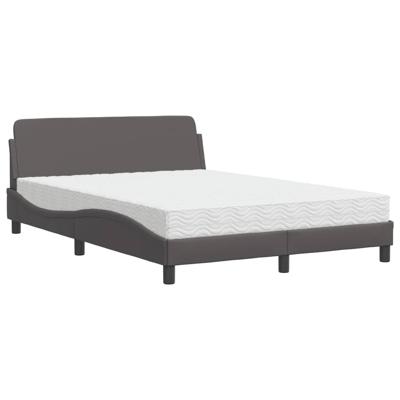Bed met matras kunstleer grijs 160x200 cm - thumbnail