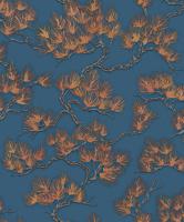 DUTCH WALLCOVERINGS behang pine tree goudkleurig en blauw - thumbnail