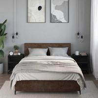 Nachtkastjes 2 st 40x31x50 cm bewerkt hout en metaal zwart - thumbnail