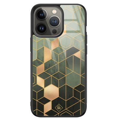 iPhone 13 Pro glazen hardcase - Kubus groen