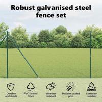 VidaXL Afrasteringspaal groen 10 x 1,5 m (13 mm gaas) staal en pvc - thumbnail
