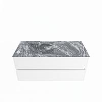 MONDIAZ VICA-DLUX 110cm badmeubel onderkast Talc 2 lades. Inbouw wastafel CLOUD links 1 kraangat, kleur Lava. - thumbnail