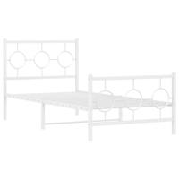 Bedframe met hoofd- en voeteneinde metaal wit 90x190 cm - thumbnail