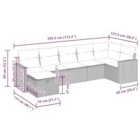 7-delige Loungeset met kussens poly rattan bruin - thumbnail