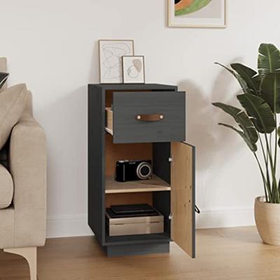 Dressoir 34x40x75 cm massief grenenhout grijs - thumbnail