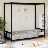 Kinderbedframe 90x190 cm massief grenenhout zwart - thumbnail