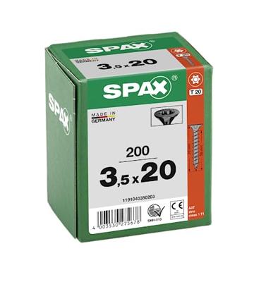 SPAX 1191040350203 Houtschroef 3.5 mm 20 mm T-STAR plus Staal Zwart BLAX 200 stuk(s) SPAX 1191040350203 Houtschroef 3.5 mm 20 mm T-STAR plus Staal Zwart BLAX 200 stuk(s)