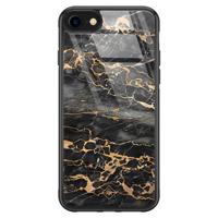 iPhone SE 2020 glazen hardcase - Marmer grijs brons - thumbnail