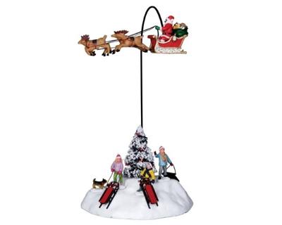 Lemax look, there is santa ! vliegende kerstman 2021