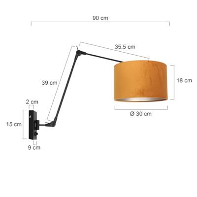 Steinhauer Landelijke wandlampPrestige Chic zwart met goud velvet - 8123ZW