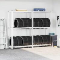 2-laags bandenrekken 2st 110x40x180cm staal&bewerkt hout zilver - thumbnail