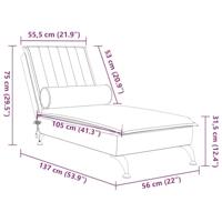 Massage chaise longue met bolster fluweel lichtgrijs - thumbnail