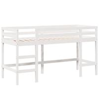 Halfhoogslaper met ladder en bedhuis grenenhout wit 90x200 cm - thumbnail