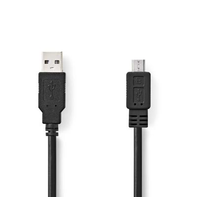 Nedis CCGB60500BK10 Usb-kabel Usb 2.0 Usb-a Male Usb Micro-b Male 480 Mbps Vernikkeld 1.00 M Rond Pvc Zwart Doos
