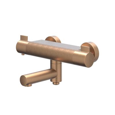 Badthermostaatkraan IVY Pact Opbouw Omstel Met Draaibare Baduitloop Met Omstel Cooltouch Geborsteld Mat Koper PVD