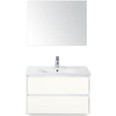 Dante Badmeubelset 80 cm - Wit Hoogglans - Keramische Wastafel Wit Enjoy met Spiegel