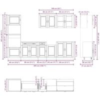 7-delige Keukenkastenset Porto bewerkt hout oud houtkleurig - thumbnail