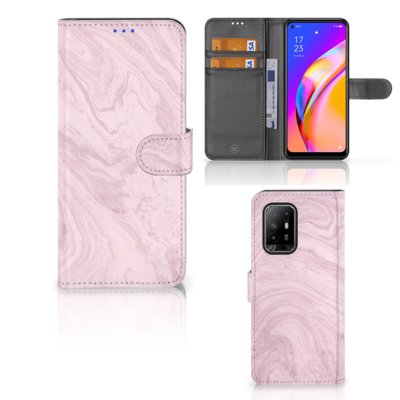 OPPO Reno5 Z | A94 5G | Bookcase | Marble Pink - Origineel Cadeau Vriendin