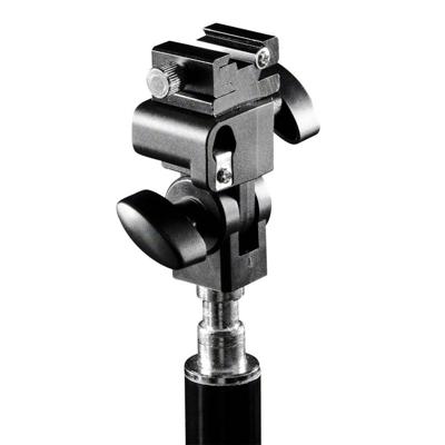 Walimex systeemflitshouder met geïntegreerde parapluhouder (draaibare flitsschoen, met 1/4 en 3/8 inch statiefsluiting)