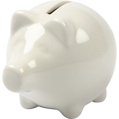 Creativ Company Spaarvarken, h: 8 cm, b: 8,5 cm, off-white, 10 stuk/ 1 doos - thumbnail