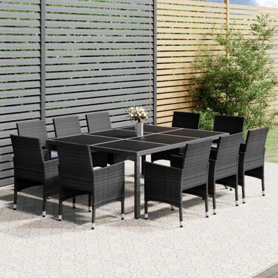 11-delige Tuinset poly rattan grijs