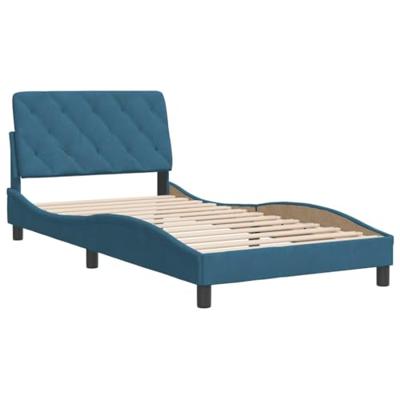 Bedframe met hoofdeinde fluweel blauw 100x200 cm