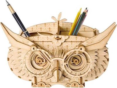 Robotime Luxe houten Pennenbak Uil Pennenhouder DIY Modelbouw Knutselen