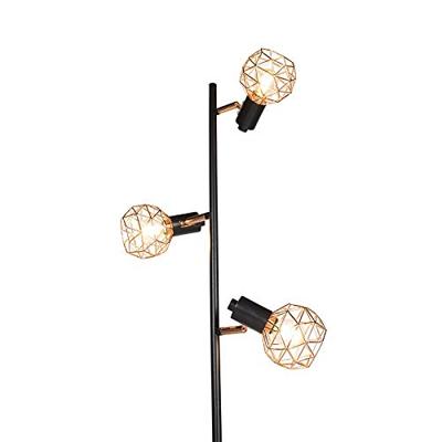 QAZQA Vloerlamp zwart met koper 3-lichts - Mesh QAZQA Vloerlamp zwart met koper 3-lichts - Mesh