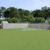 Hondenkennel met dak 12x12x2,5 m gegalvaniseerd staal zilver - thumbnail