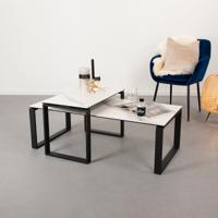Sohome Salontafel 'Parker' Set van 2 stuks, Keramiek met marmerlook, kleur Wit - thumbnail