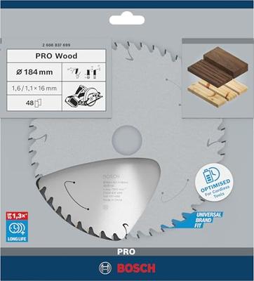 Bosch Accessoires Cirkelzaagblad ACCU Standard for Wood 184x16x1.6/1.1x48T - 2608837699