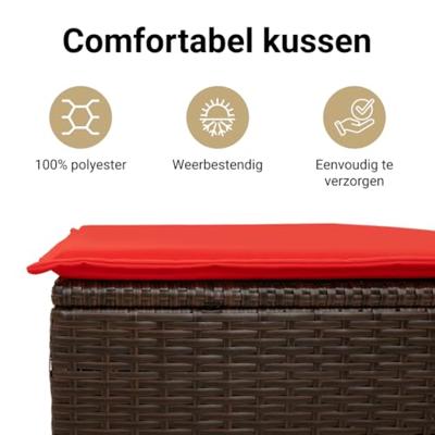 5-delige Loungeset met kussens poly rattan zwart