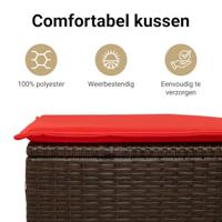 5-delige Loungeset met kussens poly rattan bruin - thumbnail