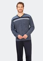 Gestreepte heren pyjama marineblauw Hajo - thumbnail