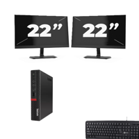 Lenovo ThinkCentre M720q USFF - Intel Core i5-8e Generatie - 8GB RAM - 256GB SSD - Windows 11 + 2x 22 inch Monitor - thumbnail