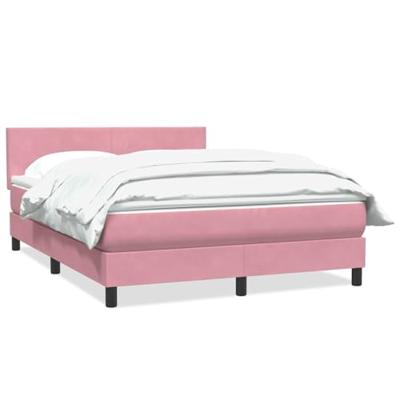 Boxspring met matras fluweel roze 160x220 cm