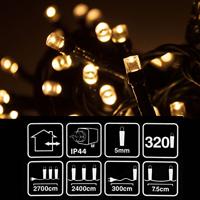 S.I.A. LED Verlichting 320LEDs 240 cm Warm Wit Licht Zwart - thumbnail
