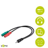 Goobay 50467 audio kabel 0,3 m 3.5mm 2 x 3.5mm Zwart, Groen, Rood - thumbnail