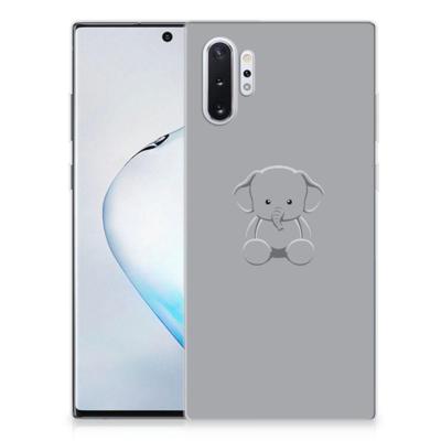 Samsung Galaxy Note 10 Plus Telefoonhoesje met Naam Grijs Baby Olifant Samsung Galaxy Note 10 Plus Telefoonhoesje met Naam Grijs Baby Olifant