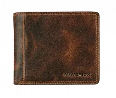 Portemonee Maverick The Original met kleingeldvak RFID leer bruin
