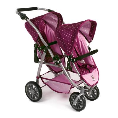 Tweeling Poppenwagen Vario - Dots Brombeere