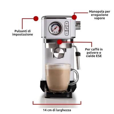 Ariete moderna espresso slim 1381/14 espressomachine (wit)
