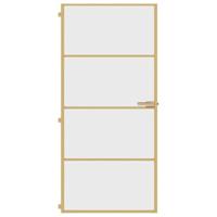 VidaXL Binnendeur smal 93x201,5 cm gehard glas en aluminium goudkleur - thumbnail