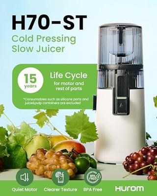 Hurom - Slow-Juicer - H70ST-BES02WH - Wit - Slowjuicer | Juicer | Groenten en Fruitpers - Black Friday